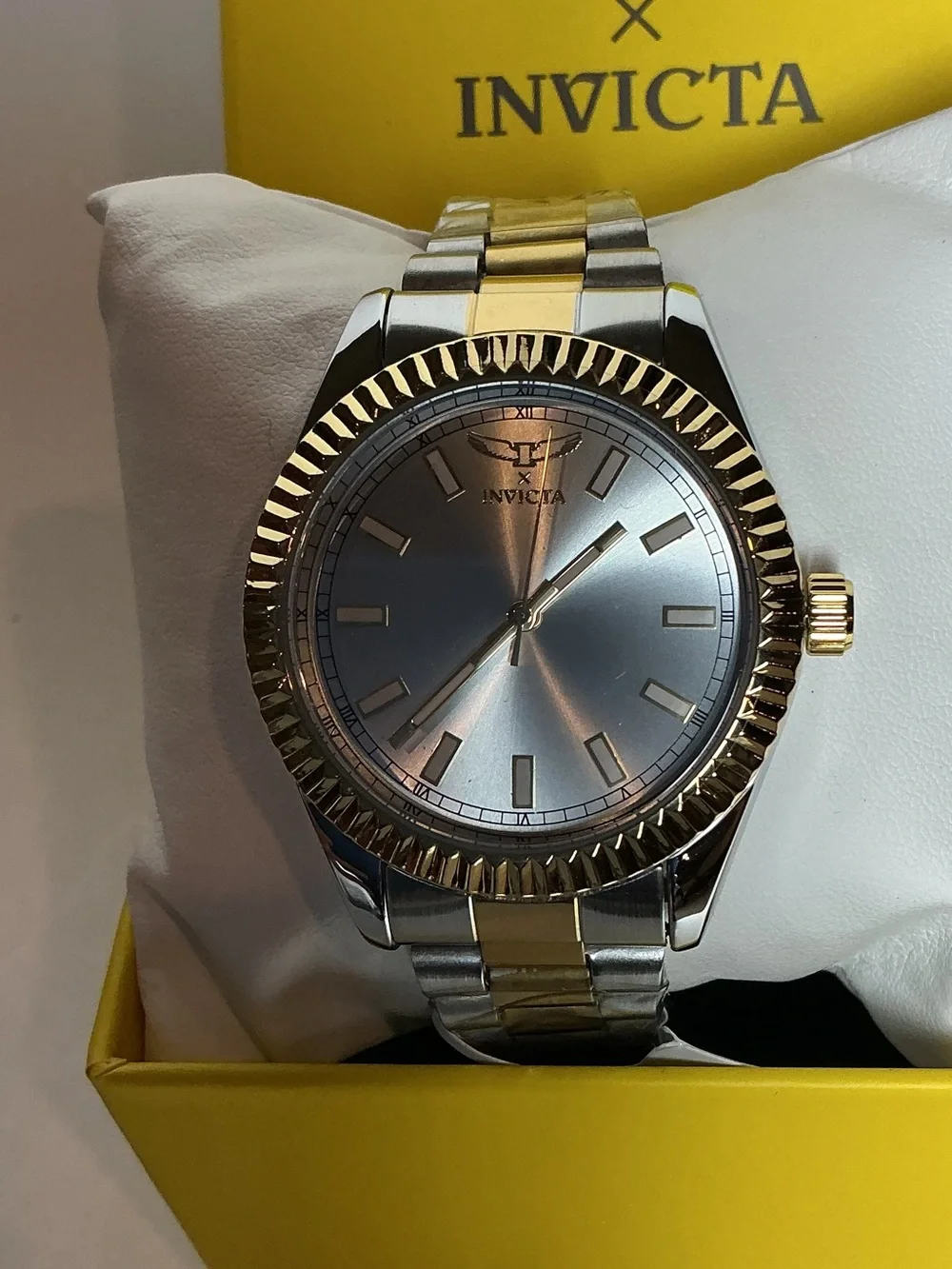 Invicta Two-Tone Silver and Gold Men's Bracelet Watch with Silver Dial